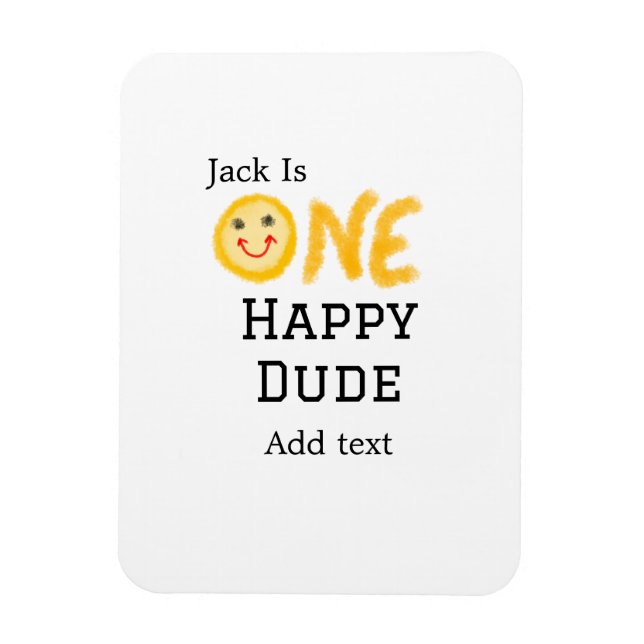 En lycklig-kille 1:a grattis på födelsedagen smile magnet (Vertikal)