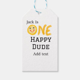 En lycklig-kille 1:a grattis på födelsedagen smile presentetikett