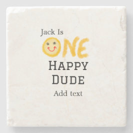 En lycklig-kille 1:a grattis på födelsedagen smile stenunderlägg