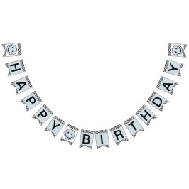 En Lycklig-kille Blue Lycklig Ansikte-födelsedag Vimplar