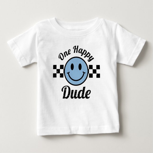 En Lycklig-kille Blue Lycklig Smile Birthday Match T Shirt (Framsida)