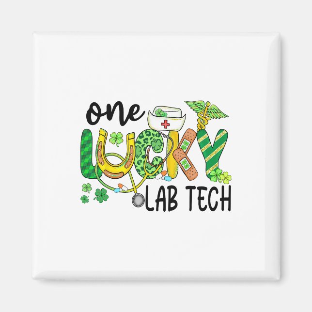 En lycklig labbtekniker St Patricks Day Grön Kvinn Magnet (Framsidan)