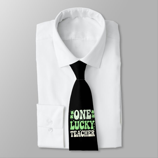 En lycklig lärare Groovy Retro Lärare St Patricks Slips (Bunden)