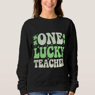 En lycklig lärare Groovy Retro lärare St Patricks T Shirt