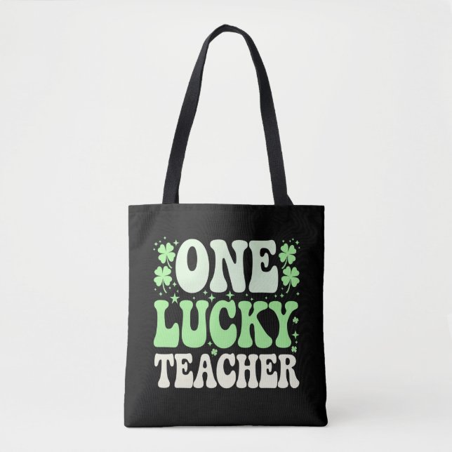 En lycklig lärare Groovy Retro lärare St Patricks Tygkasse (Framsida)