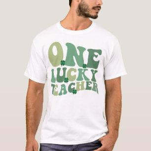 En lycklig lärare St Patricks Day Retro Groovy T Shirt