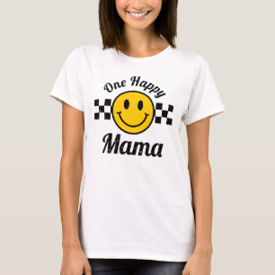 En Lycklig-Mamma-Gult Smile Ansikte-födelsedagsmat T Shirt