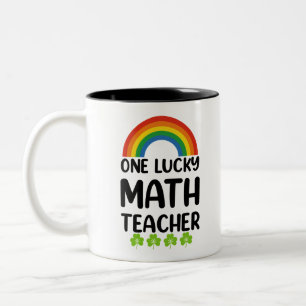En lycklig matematiklärare St. Patrick's Day Två-Tonad Mugg