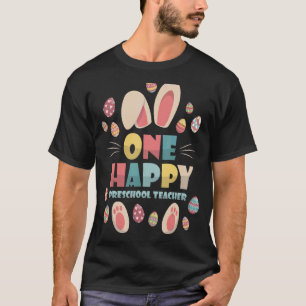 En Lycklig Preschool Teacher Cute Bunny Egg Teache T Shirt