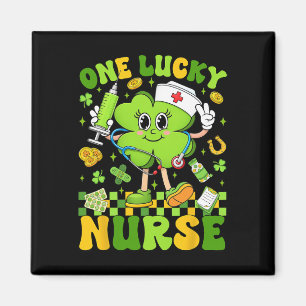 En lycklig sjuksköterska St Patricks Day Shamrock Magnet