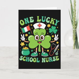 En lycklig skolsköterska St Patrick's Day Shamrock Kort