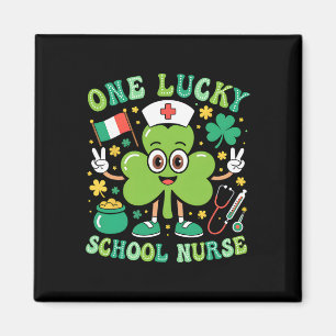 En lycklig skolsköterska St Patrick's Day Shamrock Magnet