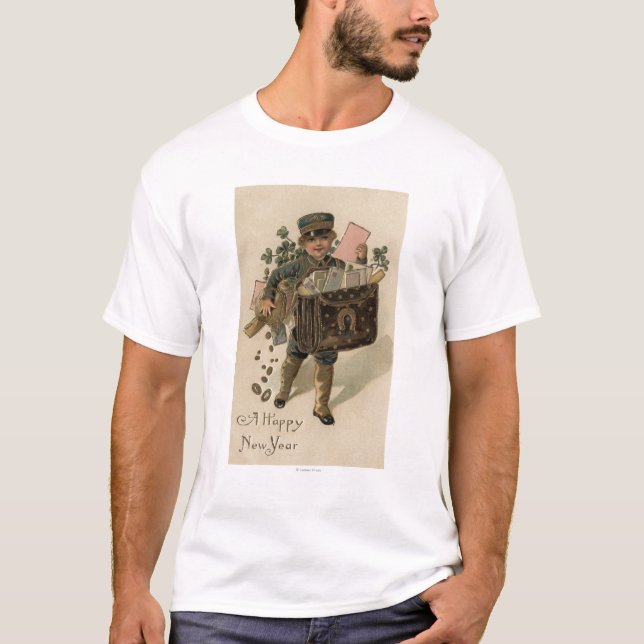 En lyckliga nya YearIrish postar pojken T Shirt (Framsida)