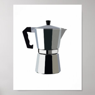 En macchinetta illustration Italienskt espressokaf Poster