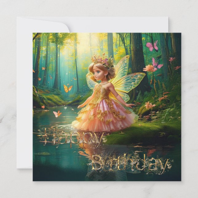 En magisk älv i en damm Grattis på födelsedagen (Framsida)