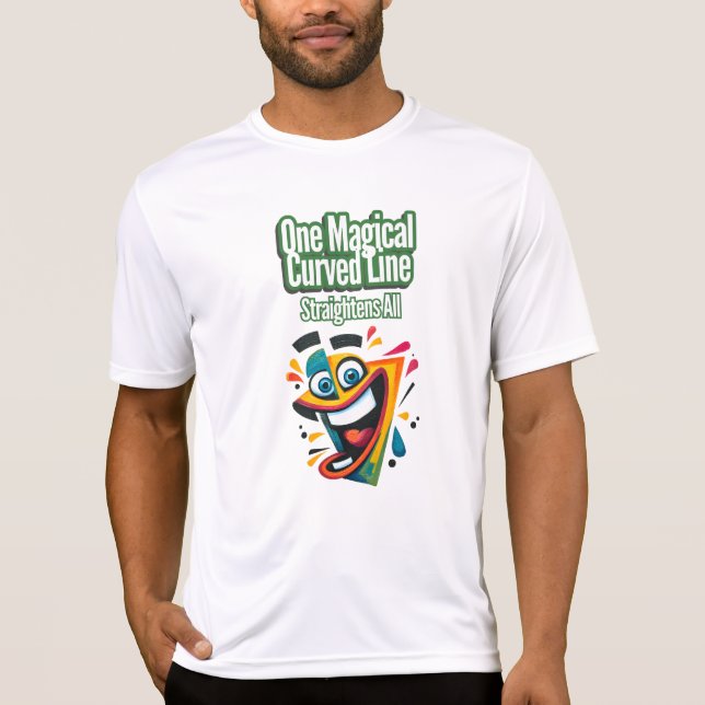 "En magisk böjd linje, raka alla: le T Shirt (Framsida)