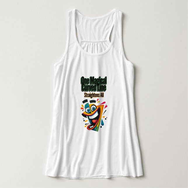 "En magisk böjd linje, raka alla" leende Linne Med Racerback (Design framsida)