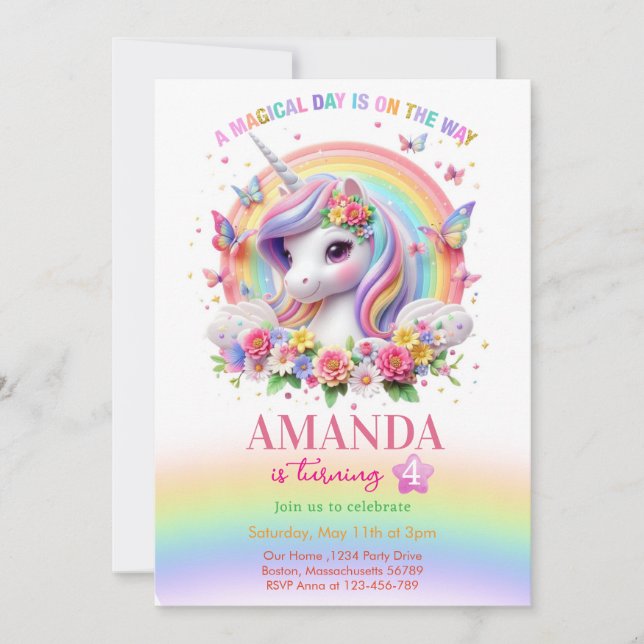 En magisk dag är på väg till födelsedag inbjudningar (Framsida)