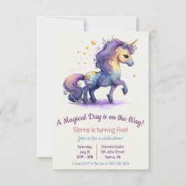 En magisk dag är på väg! Unicorn Birthday Inbjudningar