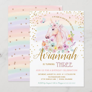 En magisk dag Sorbet Unicorn Birthday Inbjudningar