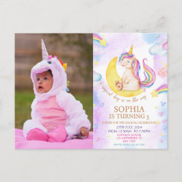 En Magisk Enhörning och Regnbågs Födelsedagsfest Vykort