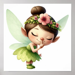 En magisk liten tecknad Fairy Poster