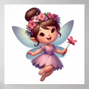 En magisk liten tecknad Fairy Poster