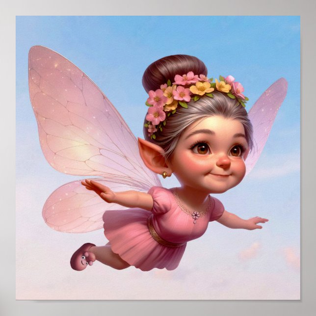 En magisk liten tecknad Fairy Poster (Framsidan)