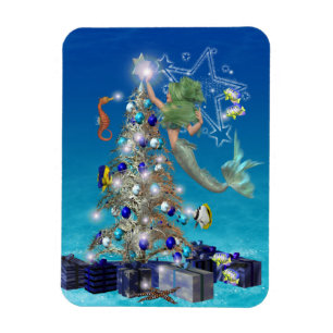 En magisk Sjöjungfru jul.. julkort Magnet