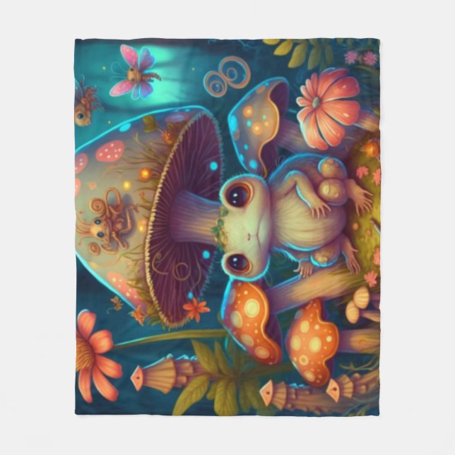 En magisk svampgroda fleecefilt (Framsidan)