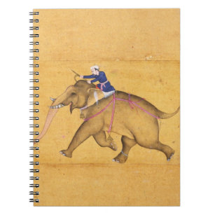 En Mahout som rider en elefant, från den stora Anteckningsbok