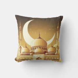 En majestisk moské under Crescent Måne Kudde