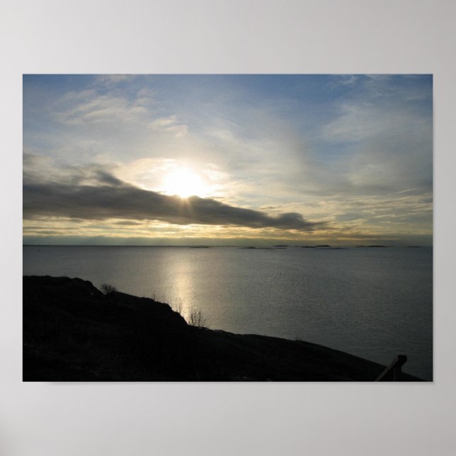 En majsolnedgång i Helsingfors Finland Poster (Framsidan)