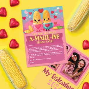 En-majsväninna: Corny Photo Galentine's Day Julkort