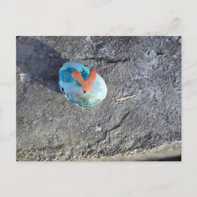 En målad hjärtesten vykort (Framsida)