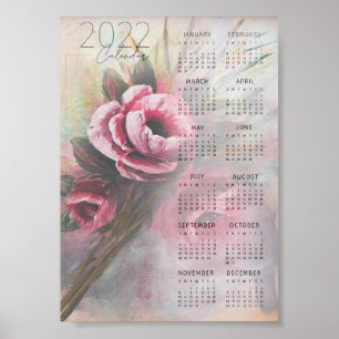 en målad Ro-blomma 2022-kalender Poster
