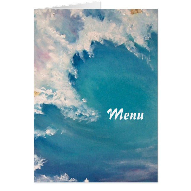 En målning av en våg som sparkats med guld hälsningskort (Framsidan)