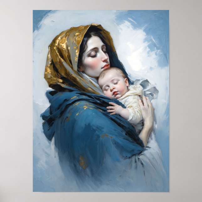 En målning av Moder Maria och Jesusbarnet Poster (Framsidan)