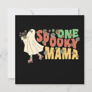 En Mamma Groovy Ghost med Vintage Flowers Inbjudningar