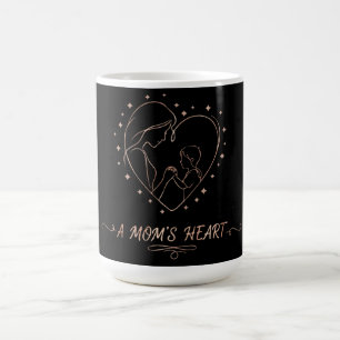 En mammas hjärta Elegant roséguld moder och barn Kaffemugg