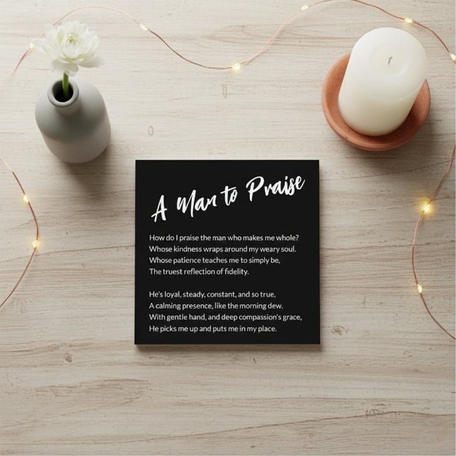"En man att lovorda" Sentimental Fyrkantigt Visitkort ("A Man to Praise" Sentimental Square Business Card)