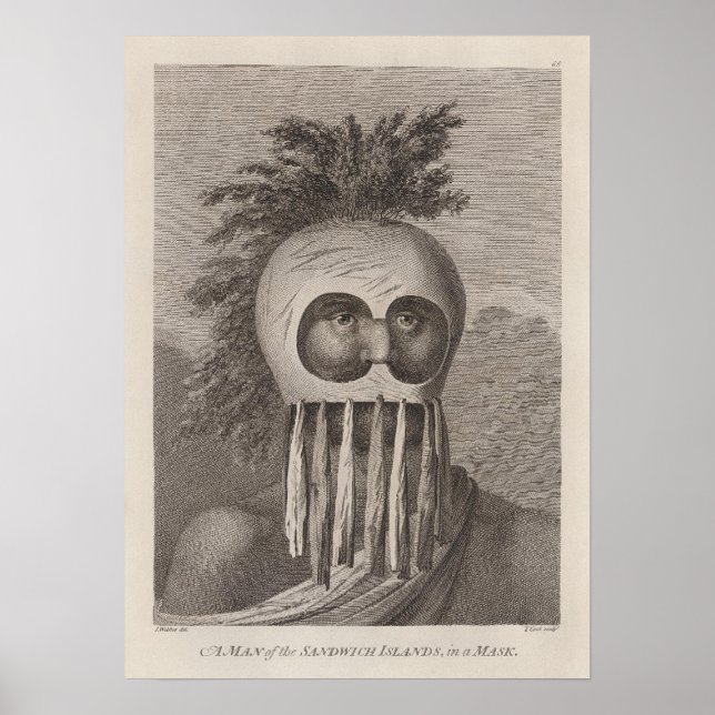 En man från Sandwichöarna i en mask - c. 1784 Poster (Framsidan)