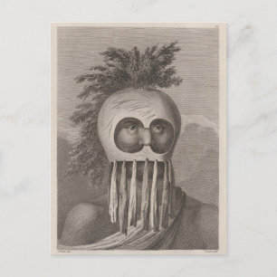 En man från Sandwichöarna i en mask - c. 1784 Vykort