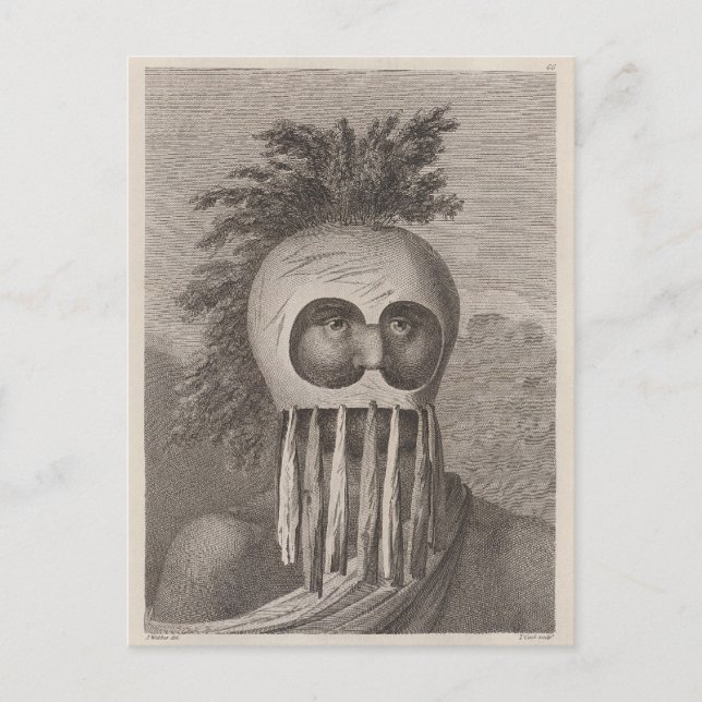 En man från Sandwichöarna i en mask - c. 1784 Vykort (Framsida)