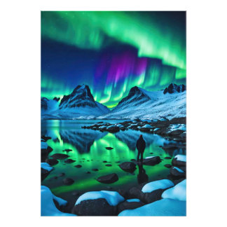 En man, Infinite Northern Ljus Wonders Fototryck