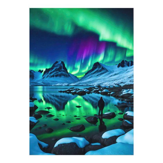 En man, Infinite Northern Ljus Wonders Fototryck (Framsidan)