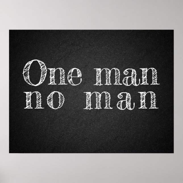 En man, ingen man, proverb charcoalboard poster (Framsidan)
