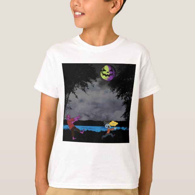 En man jagad av zombies t shirt (Framsida)