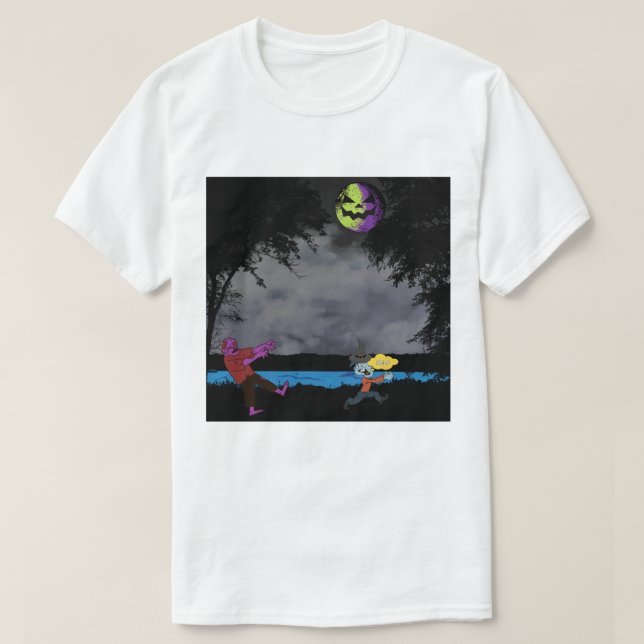 En man jagad av zombies t shirt (Design framsida)