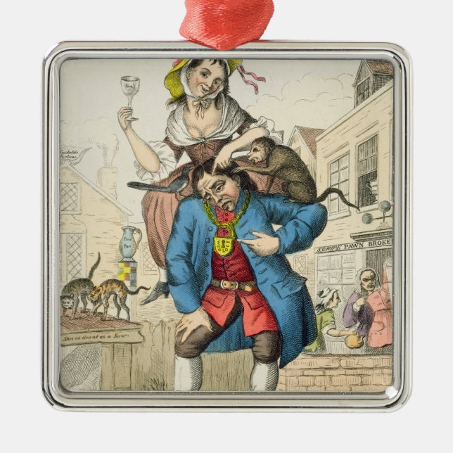 En man laddade med Mischief eller Matrimony, Julgransprydnad Metall (Framsidan)